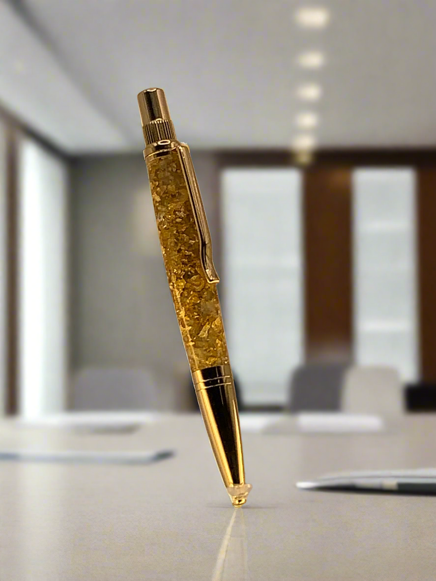 Aurum Twist – Executive Gold Flake Pen